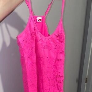 Vibrant Pink Lace Tank Top